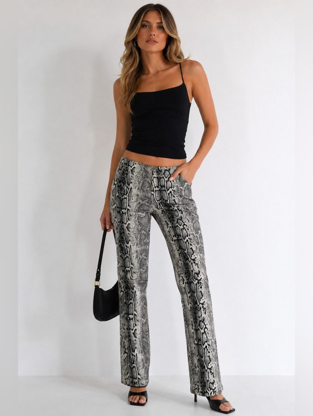 CACHE Snakeskin Print Straight Leg Pants Size 2 Y2K Animal Print
